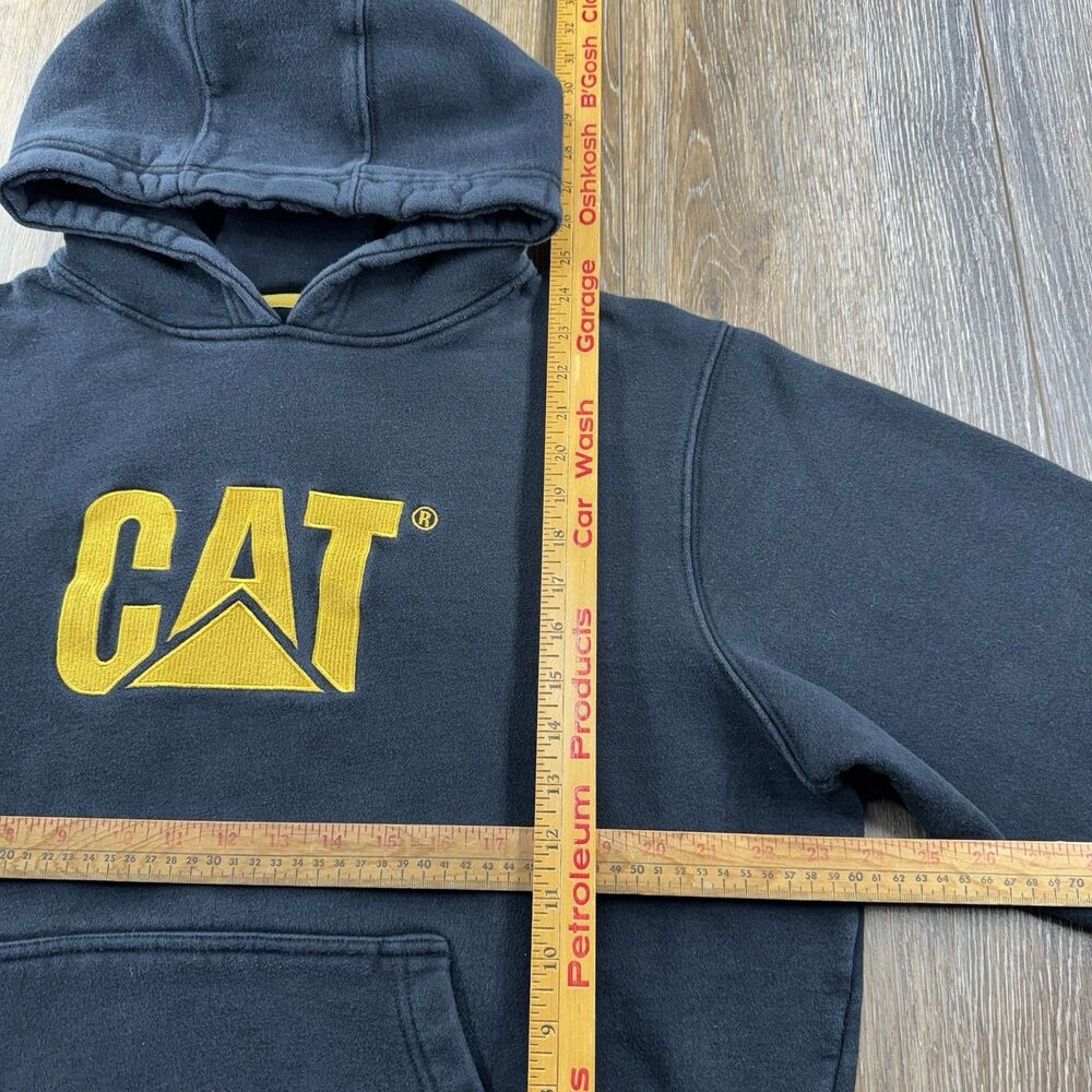 Caterpillar Hoodie Mens L Black Sweatshirt CAT Construction Worker Sweater THICK - Picture 10 of 12